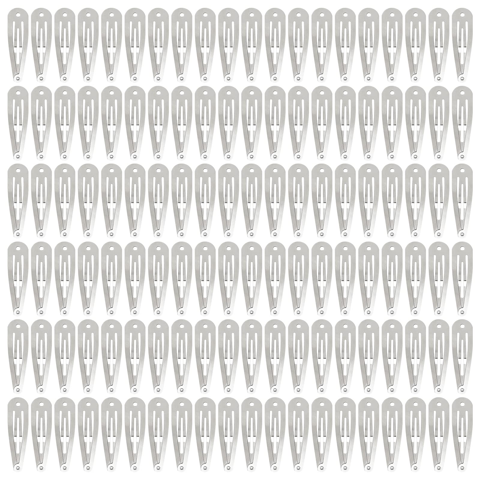 Cinaci 120 Pack Bulk Solid Plain Blank DIY Craft 5cm/2" Silver Metal Snap Hair Clips with Hole Hair Barrettes for Women Girls Baby Toddlers Kids Teens Hair Accessories