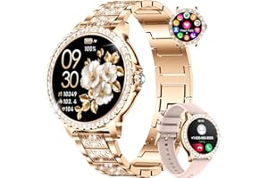 LIGE Smart Watches for Women,1.32" HD Fitness Tracker Watch with Answer/Make Call,AI Voice Control,Heart Rate/Calories/SpO2 Monitor 100+ Sport Modes Ladies Smartwatch for Android iOS 2 Straps Gold