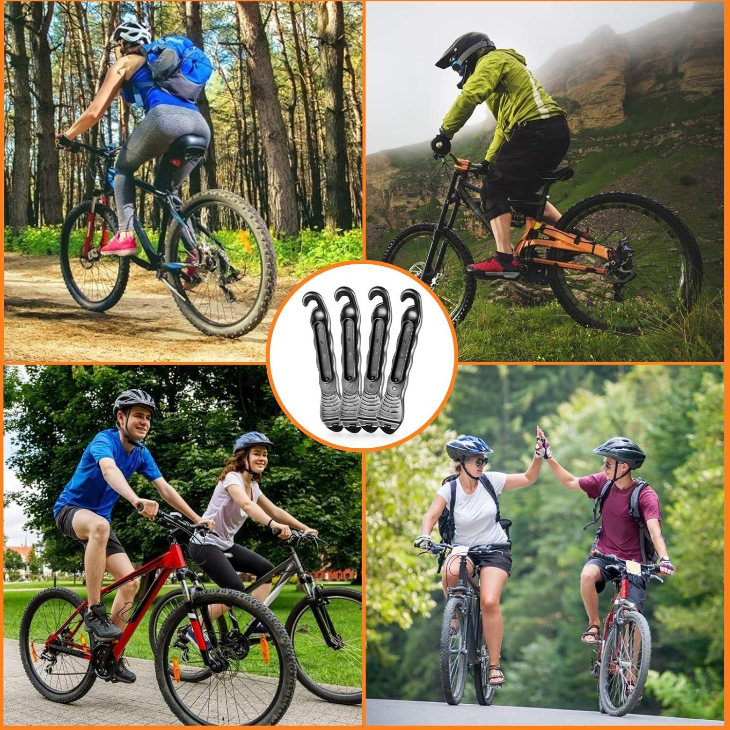 SHWJ 4PCS Bike Tire Lever, Tool is Smooth Overall, Which Will Not Hurt The Tire Bead, Professional Design Makes Work Easy, Designed to Snap Together for Storage, Best Tire Changing Tool : Sports & Outdoors