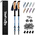 TheFitLife Trekking Poles for Hiking and Walking - Lightweight 7075 Aluminum with Metal Flip Lock and Natural Cork Grip, Walking Sticks for Men, Women, Collapsible, Telescopic, Camping Gear
