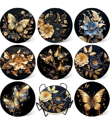 INCOK Skull Diamond Art Coasters Kit - 6 PCS DIY Sunflower Diamond Painting Coasters For Home Decor