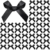YGDZ 50 PCS Mini Black Bows, Small Stain Ribbon Black Bow for Cake, Tiny Bows for Crafts, Bow Decorations for Party Favors, Balloons