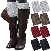 Loritta Womens Boot Socks Winter Warm Crochet Knitted Boot Cuffs Topper Socks Short Leg Warmers Gifts