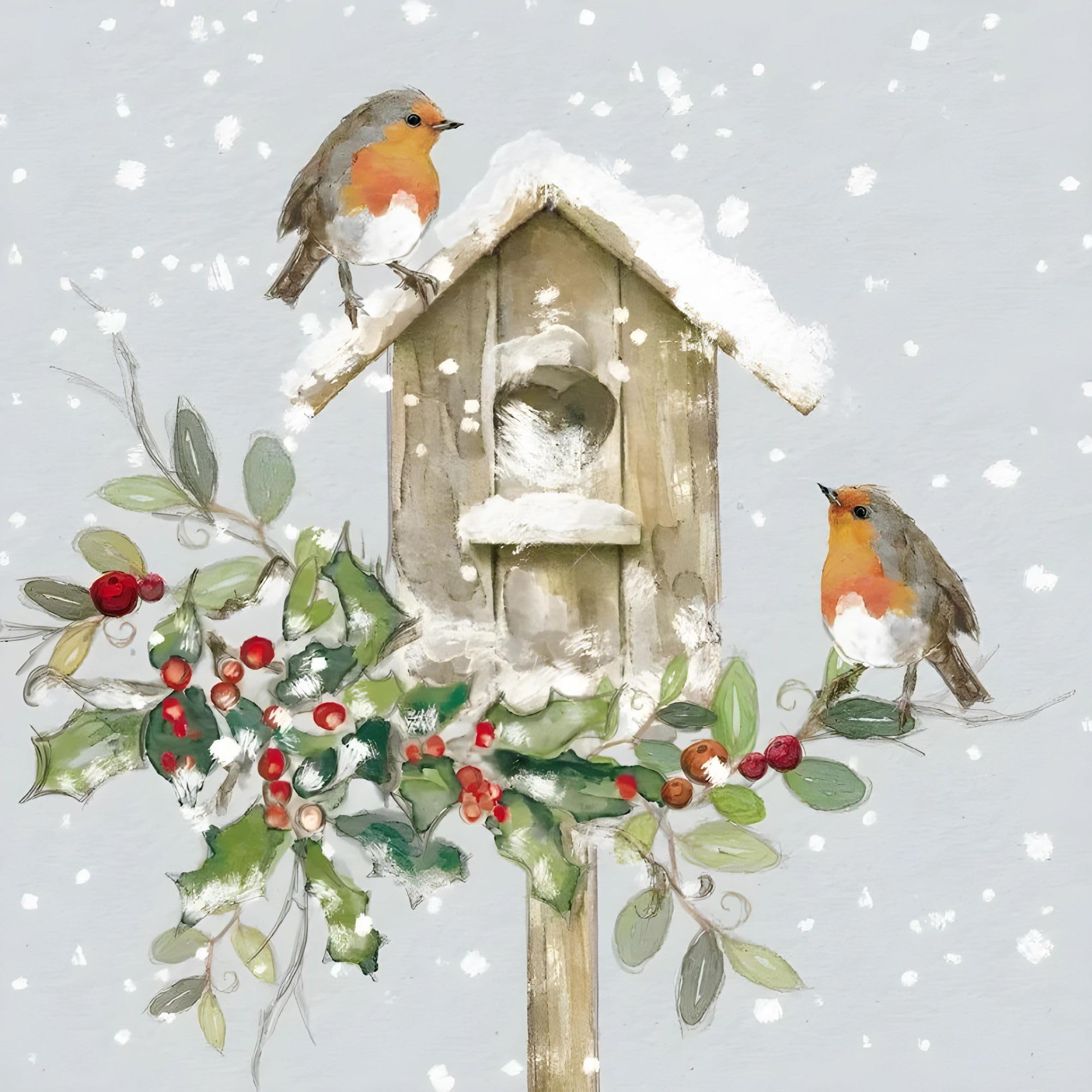 GBCC Charity Christmas Cards Pack of 10 - Festive Robins & Birdhouse in the Snow - Premium Greeting Cards Multipack with Envelopes - Supporting UK Charities