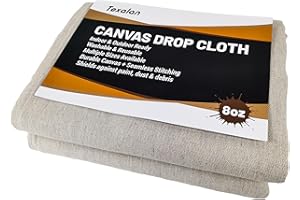 TEXALAN(R) Canvas Drop Cloth Cotton for Floor & Furniture Protection Washable & Reusable Canvas Tarp 6ft x 9ft 8oz 2PC/Pack