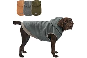 Tuff Pupper Fleece Dog Hoodie Sweater | Teddy Sherpa Outer & Soft Polar Fleece Lining | Adjustable Fit Winter Coat with Hood, Leash Hole, Ribbed Cuffs | for Small Medium Large XL XXL Dogs (Grey, XXL)