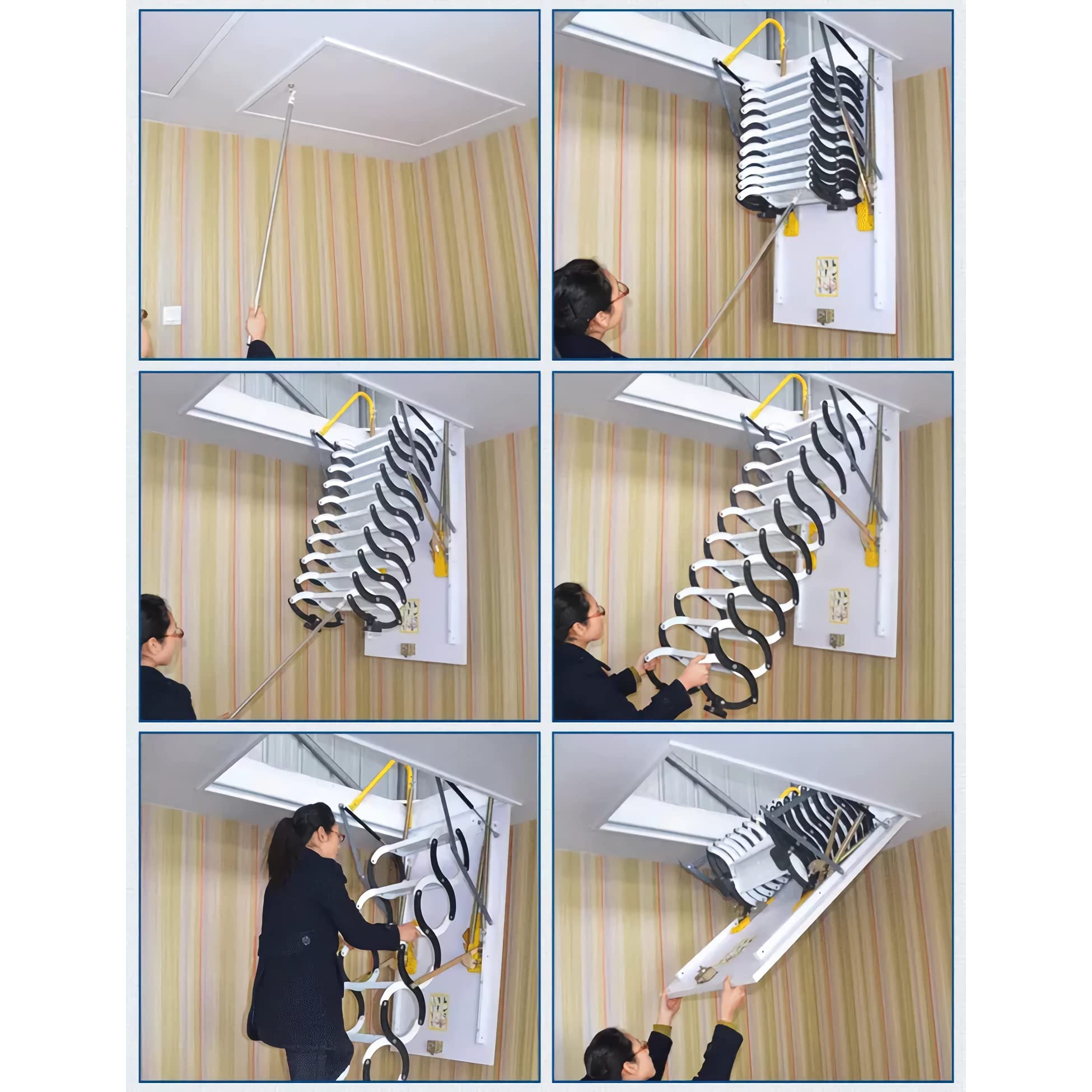 Mua TECHTONGDA 9.8ft Attic Ceiling Pull Down Ladder, 12 Steps Attic ...