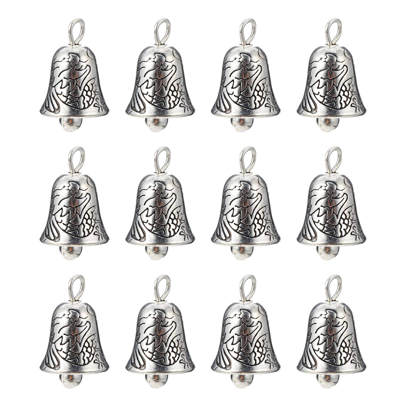 EXCEART 20pcs Christmas Bell Charms Pendants Tibetan Silver Jingle Bell Alloy Connector Dangle Beads for DIY Necklace Bracelet Jewelry Making Findings Crafts