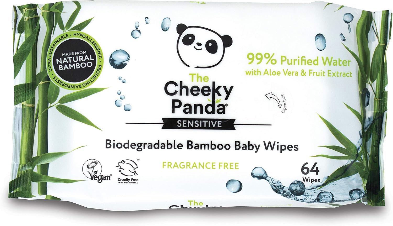 The Cheeky Panda, Bamboo Baby Wipes,White, Unscented,64 counts (Pack of 24), 60 count (Pack of 24) - Image 3