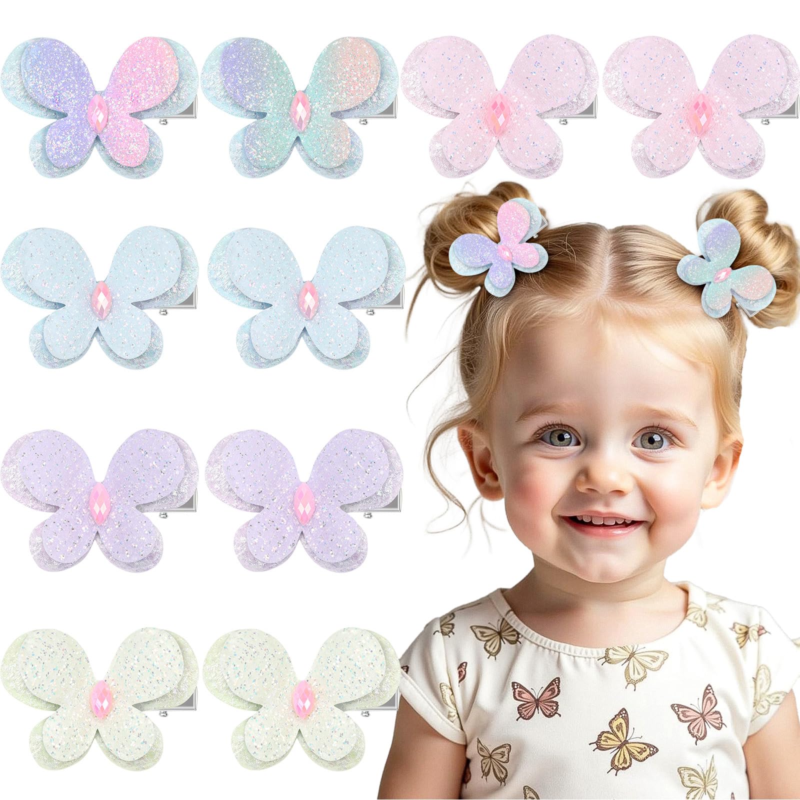 Photo 1 of 10 PCS Baby Hair Clips, 2 Inch Butterfly Hair Bows, Hair Clips for Girls, Mini Colorful Butterfly Hair Barrettes and Hair Accessories for Baby Girls, Infants, Toddlers, Kids