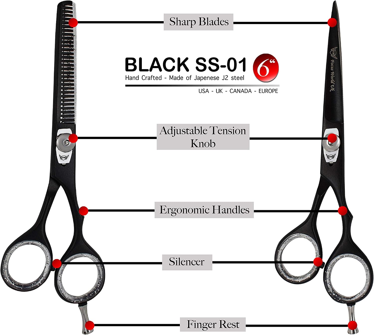 Hairdressers Scissors Set 6.5 Inches Barber Hair Scissors for Professional Hairdressing of Men & Women - Japanese Stainless Steel - Image 5
