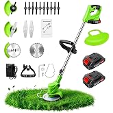 RAXONE 3-in-1 Cordless Weed Wacker: 21V Weed Eater &amp; String Trimmer | Electric Brush Cutter Lawn Edger with 2 x 2000mAh Batteries &amp; Charger, Lightweight Grass Trimmer for Garden Yard Pruning Yard