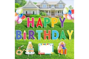 Remiawy Happy Birthday Yard Sign with Stakes - 16pcs Happy Birthday Yard Sign, Personalized Yard Birthday Signs Colorful Weatherproof Birthday Lawn Sign for Outdoor Yard Decorations Garden Party