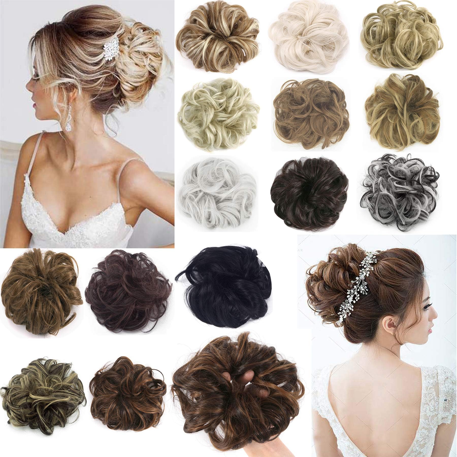 FLORATAUpdo Hairpiece Curly Messy Hair Bun Extensions Donut Chignons Scrunchie Up Do Ponytail Hair Piece Wig