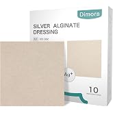 Dimora Upgrade 10 Packs Silver-Infused Alginate Wound Dressing Pads，Non-Stick Sterile Gauze，Highly Absorbent &amp; Comfortable，4'' x 4'' Patches