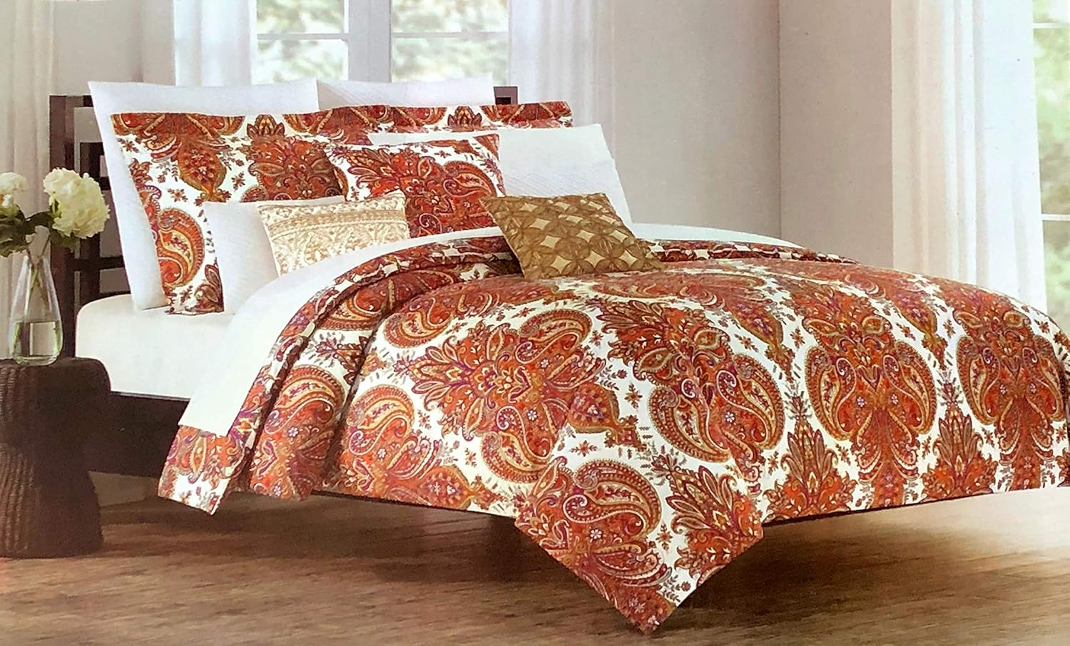 Cynthia Rowley 3pc Duvet Set Paisley Medallions in Shades
