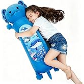 36 inch Long Axolotl Plush Body Pillow, Giant Cute Blue Ocean Axolotl Stuffed Animals, Big Salamander Squishy Soft Plushies Toy, Gifts for Kids Girls and Boys, Birthdays, Halloween, Christmas