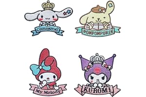 BEGAO 4 PCS Cute Kawaii Cartoon Kitty Melody Dog Patches Iron on/Sew on Applique DIY Repair Decoration Patches for Backpacks Bags Hats Dress Jacket DIY Craft Anime Clothing Decoration (Yellow)