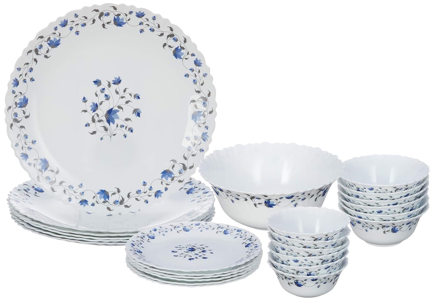 Buy Borosil Fluted Helena Dinner Set, 25Pieces, White Online at Low Prices in India Amazon.in