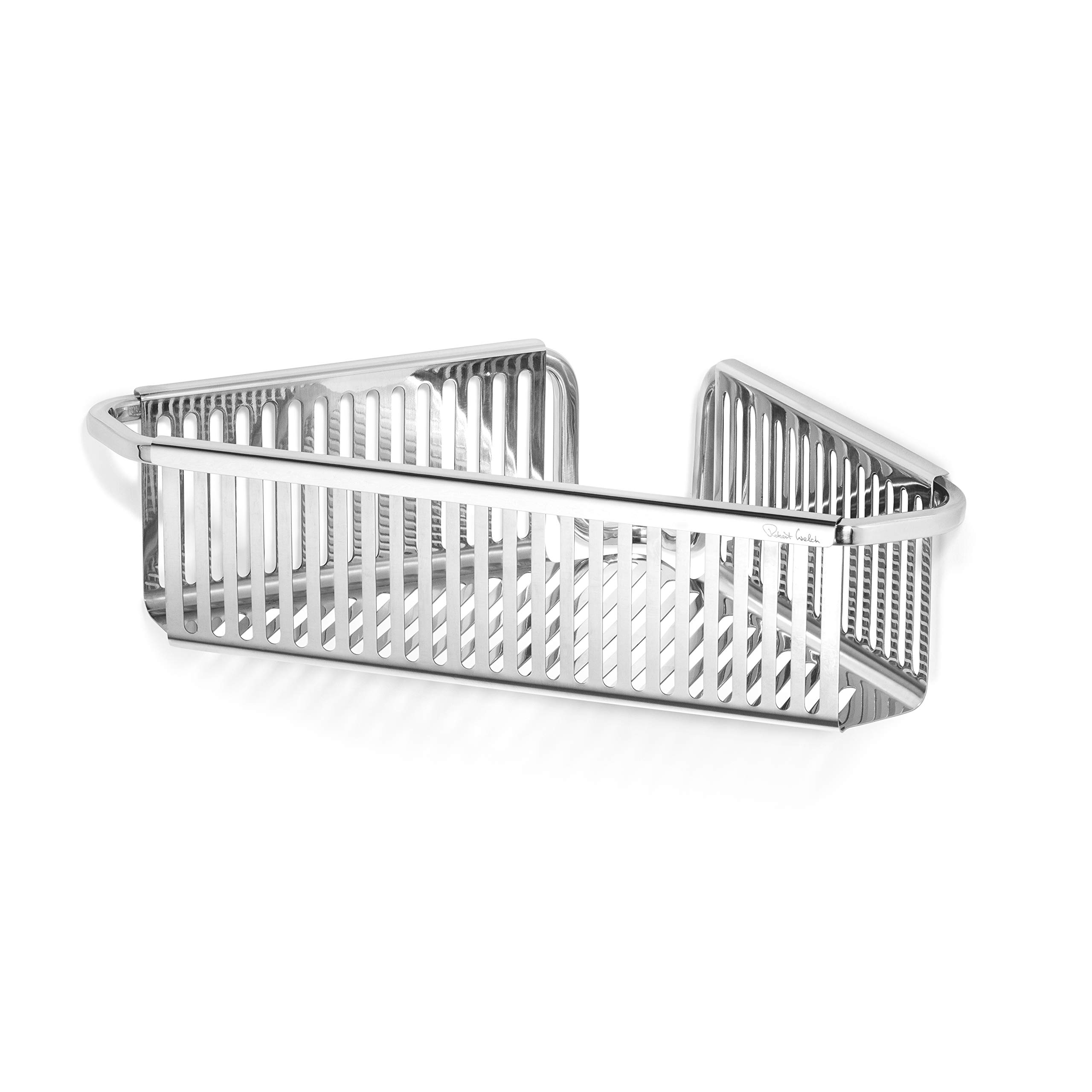 Robert Welch Burford Corner Shower Basket Single. Made from stainless steel. EASY CLEAN. — image 1