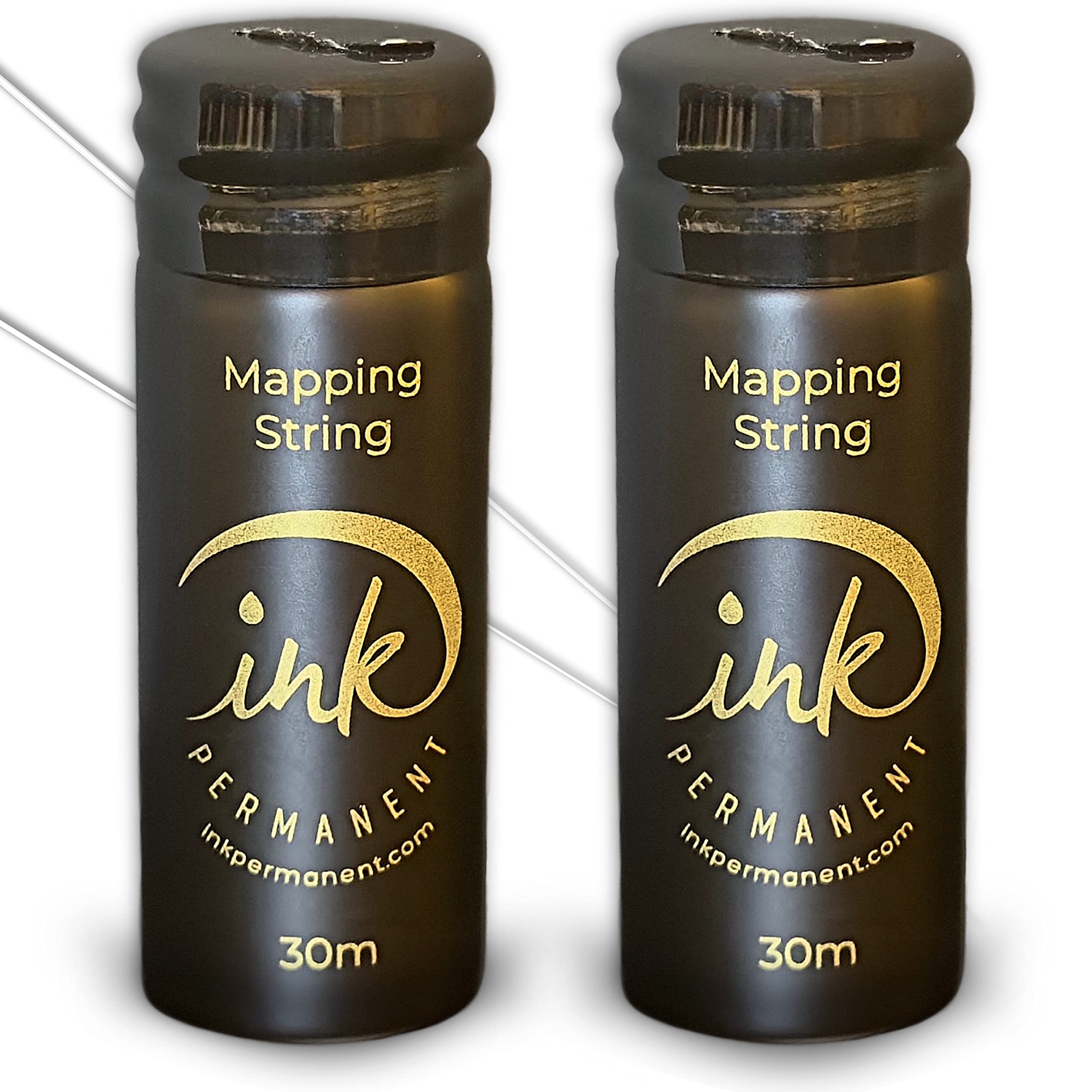 Ink Permanent Black Brow Mapping String [2 X 100 Ft Bottles - 60 m] Pre-Inked String for Permanent Makeup and Microblading Supplies, Mapping Kit, String for Brow Shaping