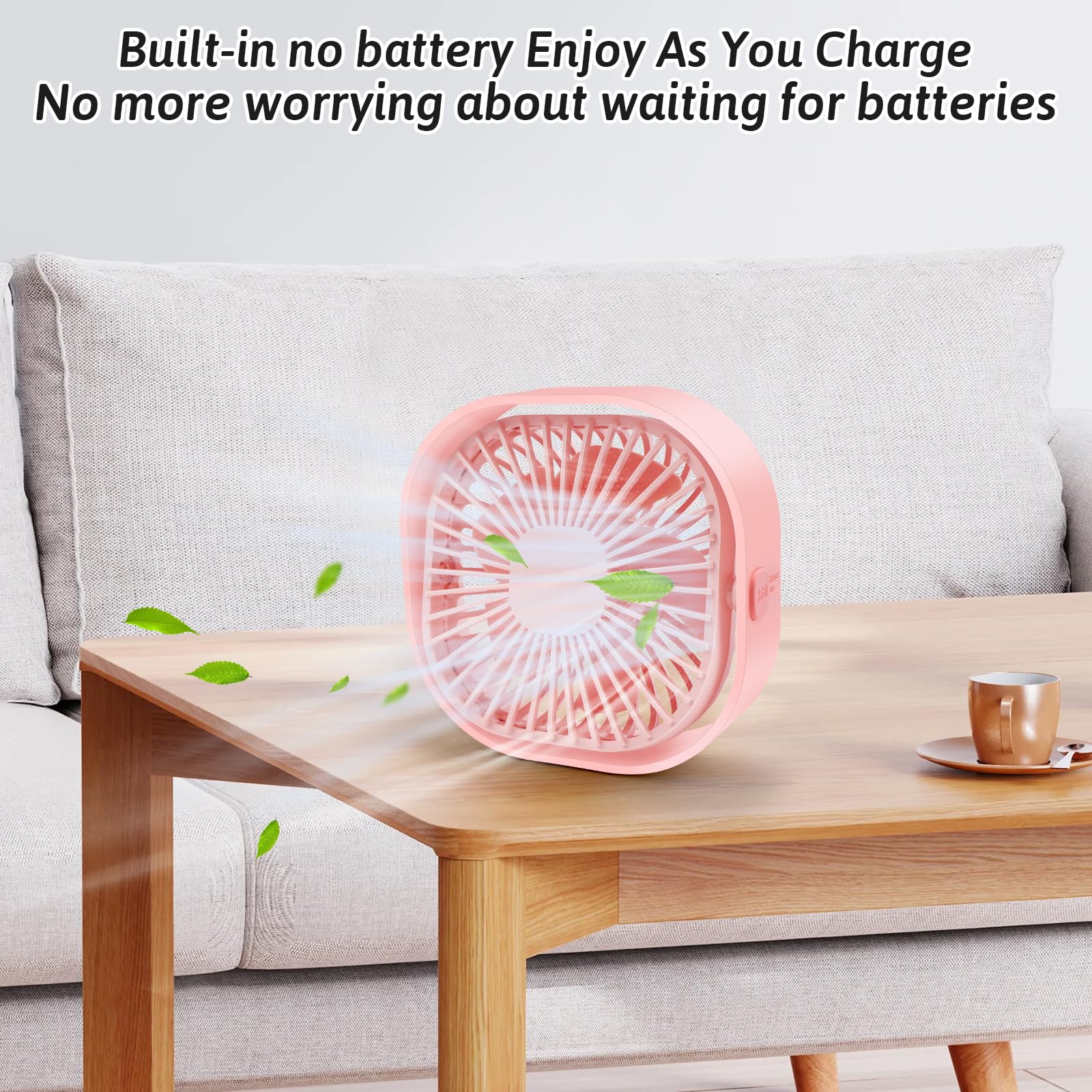 BSVI Desk Fan Portable Personal Desktop Mini Cooling Micro with Cable USB Powered 3 Speeds Quiet Small Table Fan for Home Office Study reading Bedroom Indoor Car Outdoor Travel (Pink)