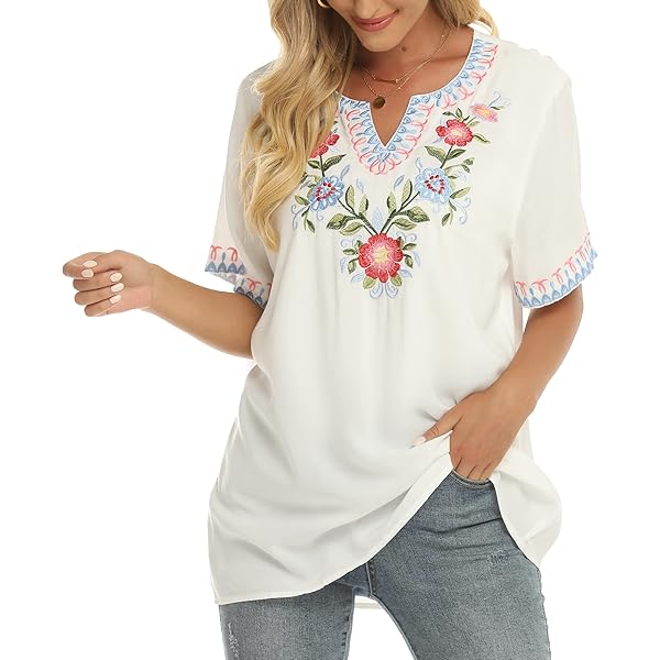 XZQYJKP Embroidery T-Shirts Women Baggy Clothes O-Neck Design