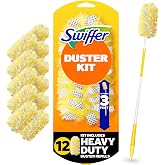 Swiffer Duster Kit with 3 ft Extendable Handle, Dusters for Cleaning, Set Includes 1 Extension Pole and 12 Heavy Duty Dusting Refills Dust Cleaner, Long Extended Wand for Ceiling Fans and Walls