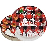 40 PCS 9 Inch Christmas Paper Plates - Heavy Duty Disposable Dessert Plates for Christmas Party