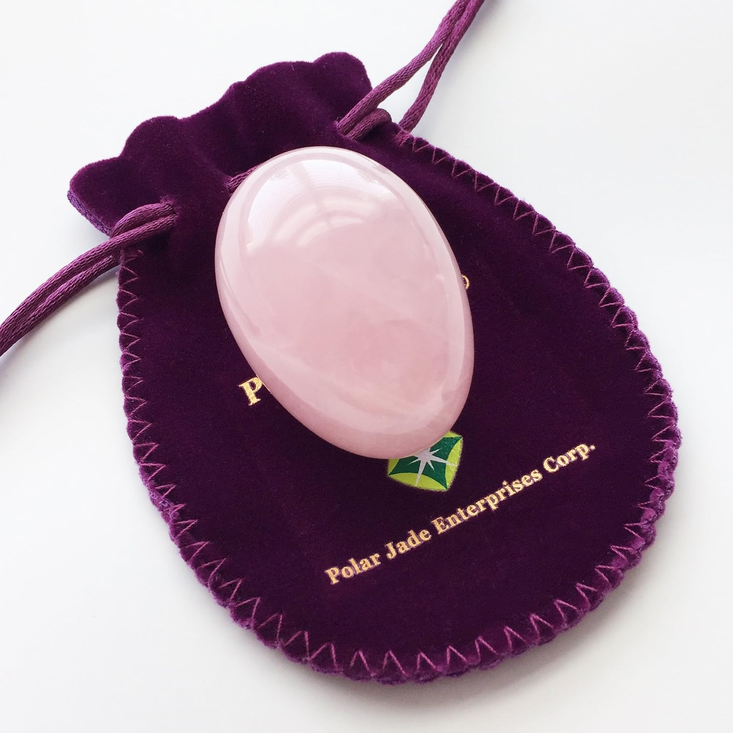 Yoni Egg of Rose Quartz, Drilled, Large, with Certificate and Instructions, Pink Stone - Image 3