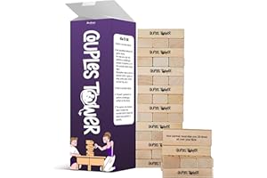 ZEALOUS NUTRITION Couples Tower Naughty Stacking Wooden Block Game - for Grown Ups – 54 Romantic & Engaging Questions – Exciting, Pleasing, Spicy, & Funny Challenges - Valentines Day Gift - Make Date & Game Night Fun