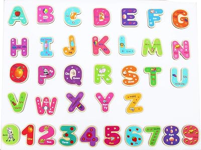 Toys of Wood Oxford 36 Pieces Wooden Magnetic Letters and Numbers Set