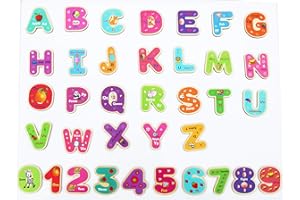 Toys of Wood Oxford Wooden Magnetic Letters and Numbers - Fridge Magnets for Kids- Alphabet Letter and Number Magnets for Children- ABC and Spelling Learning Toy