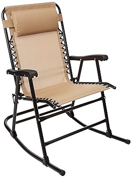 AmazonBasics Outdoor Patio Folding Chair with Manual Rocking, Beige
