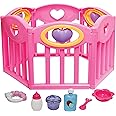 JC Toys Baby Doll Play Pen Gift Set for Keeps Playtime!|Fits Dolls up to 17" | Adjusts to Different Shapes | Play Accessories| Ages 2+, Pink