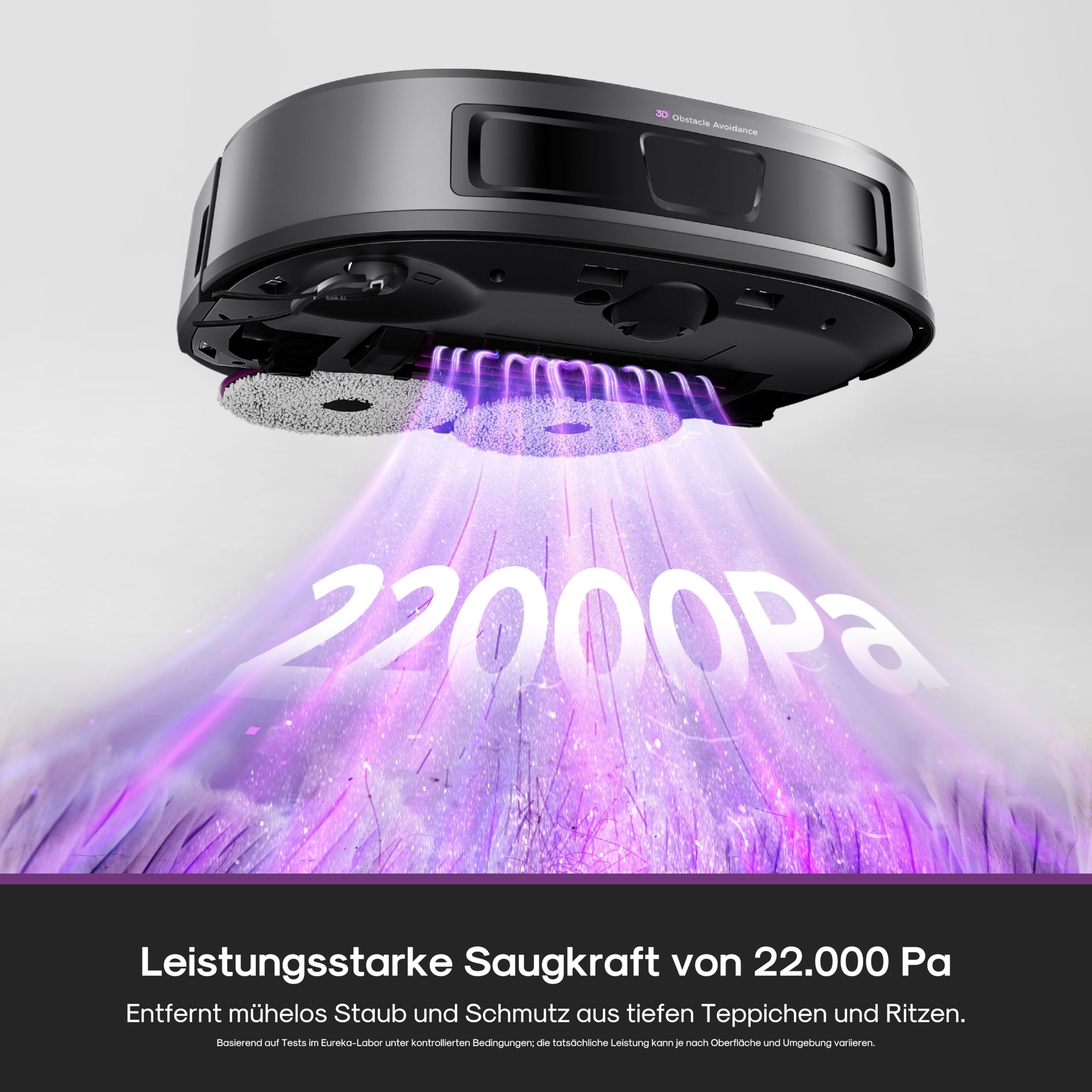EUREKA J15 Evo Ultra Saugroboter mit Wischfunktion Absaugstation, 22000 Pa Saugkraft, Automatische Wischarm-Erweiterung, Anti-Wickel-Hauptbürste & Seitenbürste, Saug Wischroboter mit Selbstreinigung 2