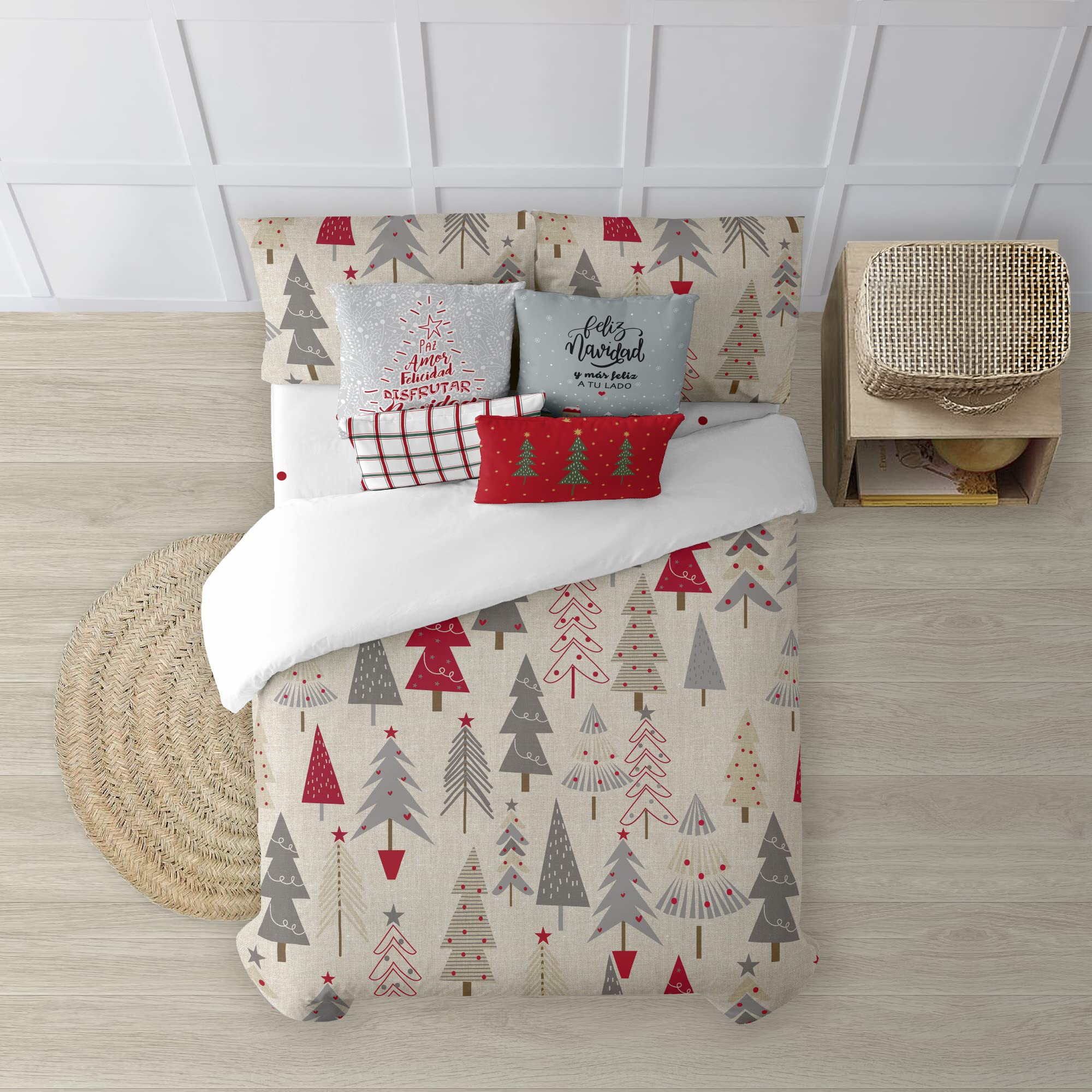 BELUM | Christmas Duvet Cover 50% Cotton - 50% Polyester, Duvet Cover with Buttons Laponia 6 140 x 200 cm