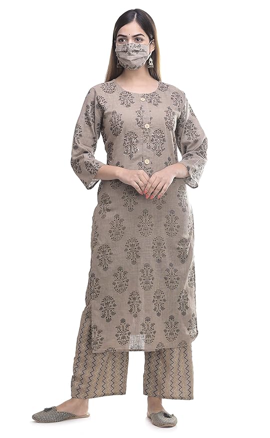 Buy Uma's Women's Cotton Kurti With Plazo set With Cotton Fabric Kurta
