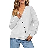 Womens 2026 Fall Casual Long Sleeve Open Front Button Sweaters Loose V Neck Knit Ribbed Cardigan Outerwears
