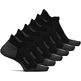 Feetures Elite Max Cushion No Show Tab - Running Socks for Men & Women - Athletic Compression Socks - Moisture Wicking - Medium, New Black-6Pack