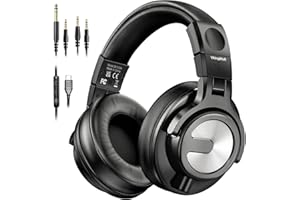 VKINGMOR Studio headphones, DJ Headphones Professional with 50mm Drivers, Studio Monitor & Mixing headphones with 6.35mm/3.5mm/USB-C Jack Over ear Headsets Wired for DJ Podcast Guitar AMP Piano Keyboard