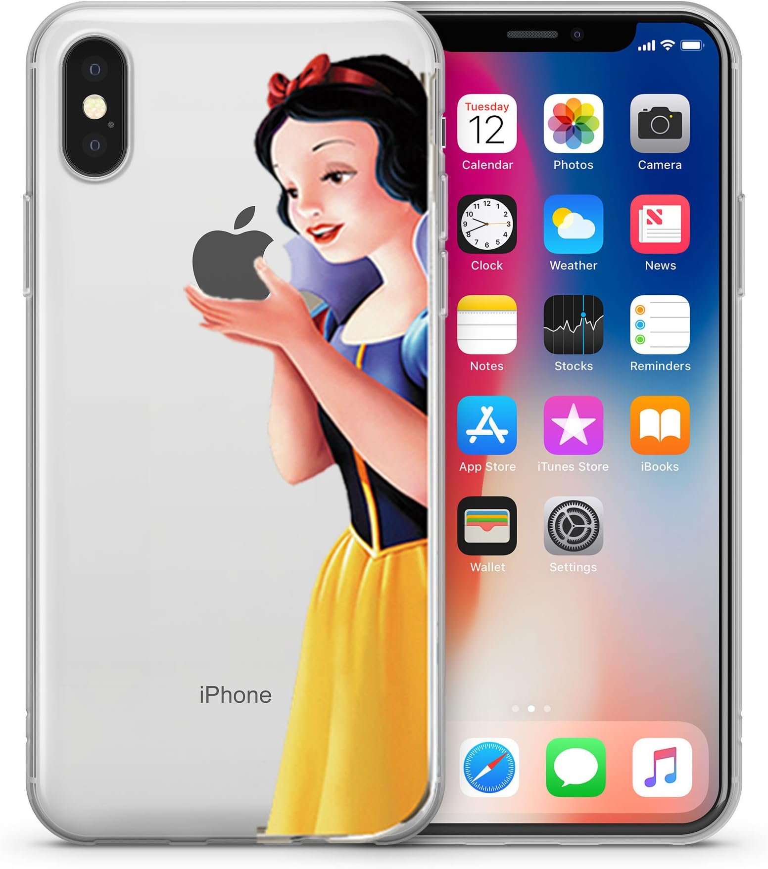 Disney Little Mermaid (Ariel), Snow White, Aladdin (Jasmine), Mickey & Minnie Clear Case for Apple iPhone Xs MAX (6.5") (Snow White)