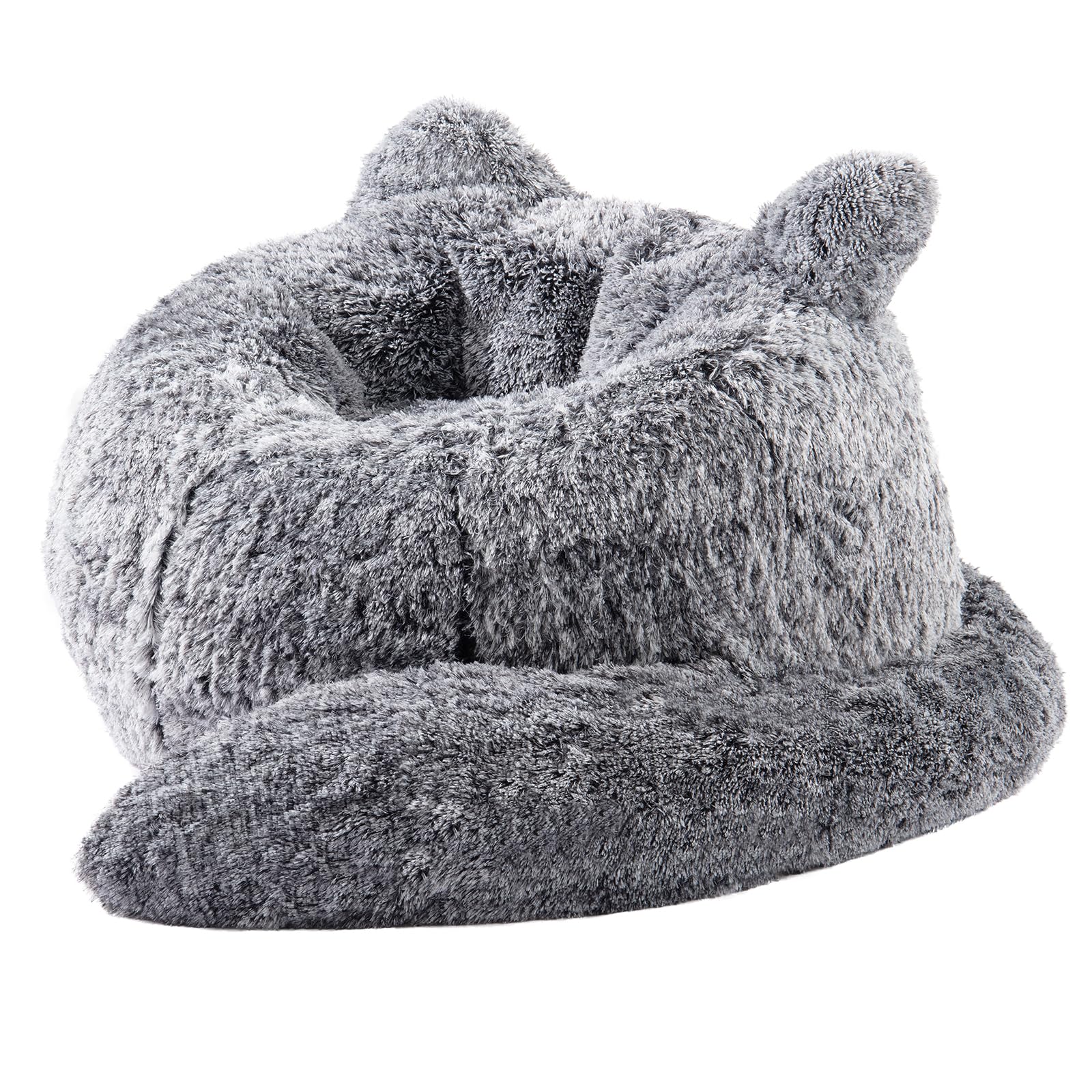 Photo 1 of Achicsofar Bean Bag Chair for Adults Teens Giant Faux Fur Bean Bag Chairs with Filler Fluffy Plush Cat Shaped Beanbag Couch Comfy Accent Floor Sofa for Gaming, Reading in Living Room, Bedroom, Dorm