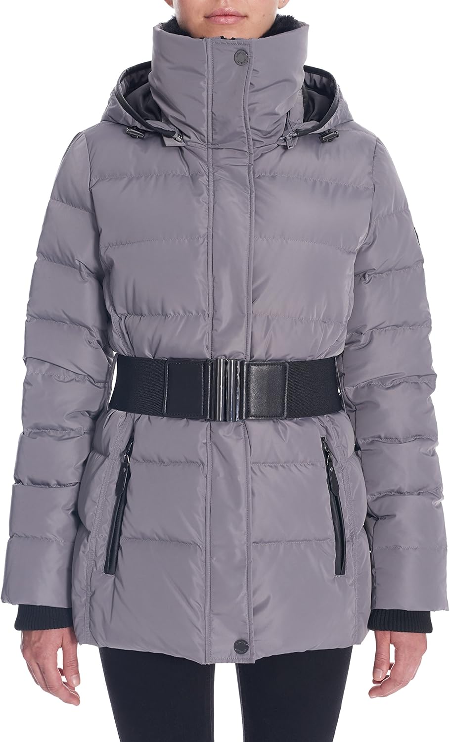 Novelti Belted Down Jacket with Removable Faux Fur Collar (XLarge