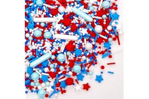 SUGGOZO Patriotic Sprinkles, 4th of July, Red White Blue Sprinkles for Cake Decorating, 180g/6.35oz, Cupcake Decoration, Cupcake Toppings, Ice Cream(Red/White/Blue)