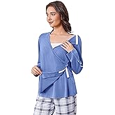 Deyeek Women's Post Shoulder Surgery Shirts Long Sleeve V-Neck Wrap Chemo Blouse Easy Access Adaptive Snap On Dialysis Shirts