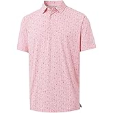 Mens Golf Shirts Short Sleeve Moisture Wicking Dry Fit Print Performance Athletic Casual Golf Polo Shirts for Men