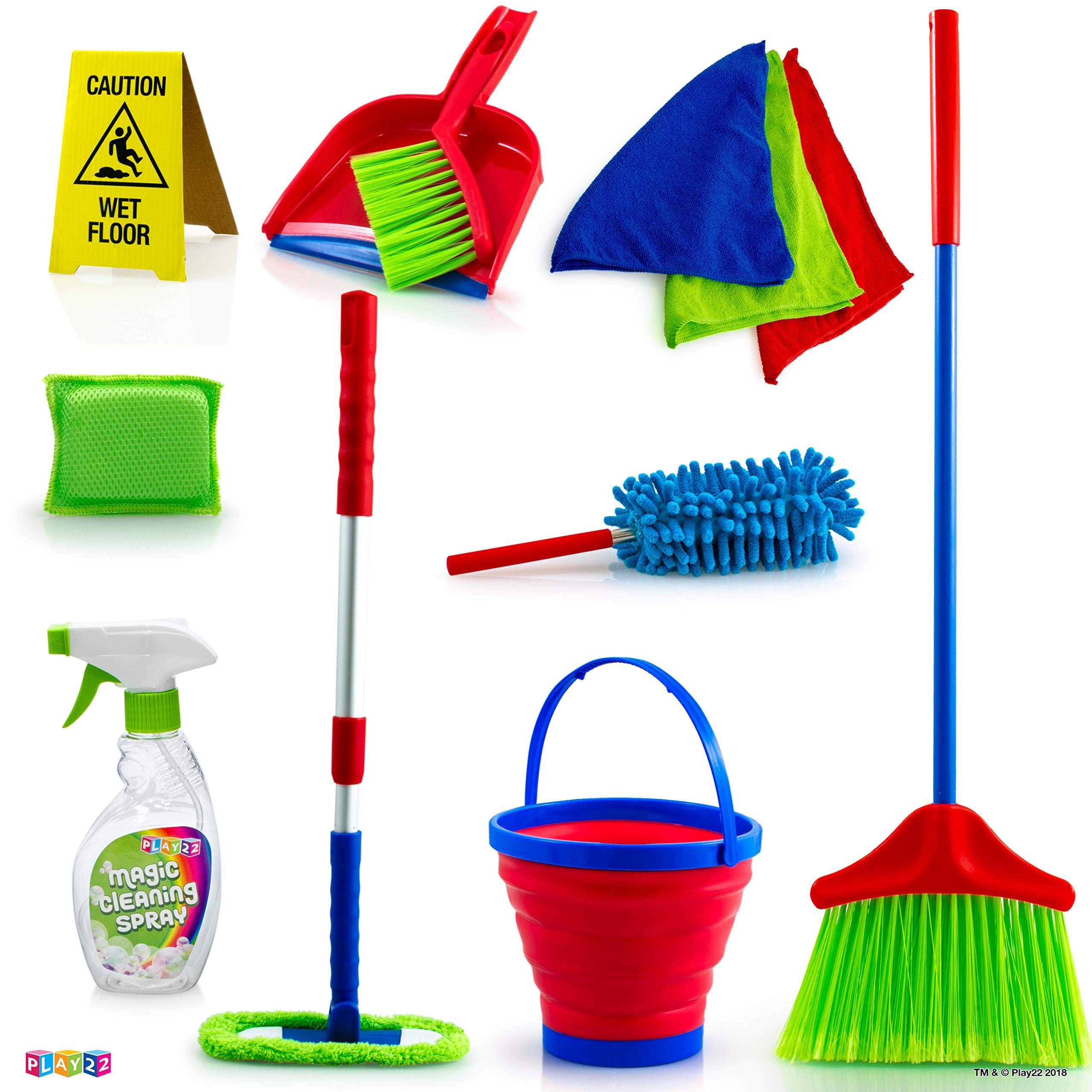 Play22 Kids Cleaning Set 12 Piece Toy Cleaning Set Includes Broom