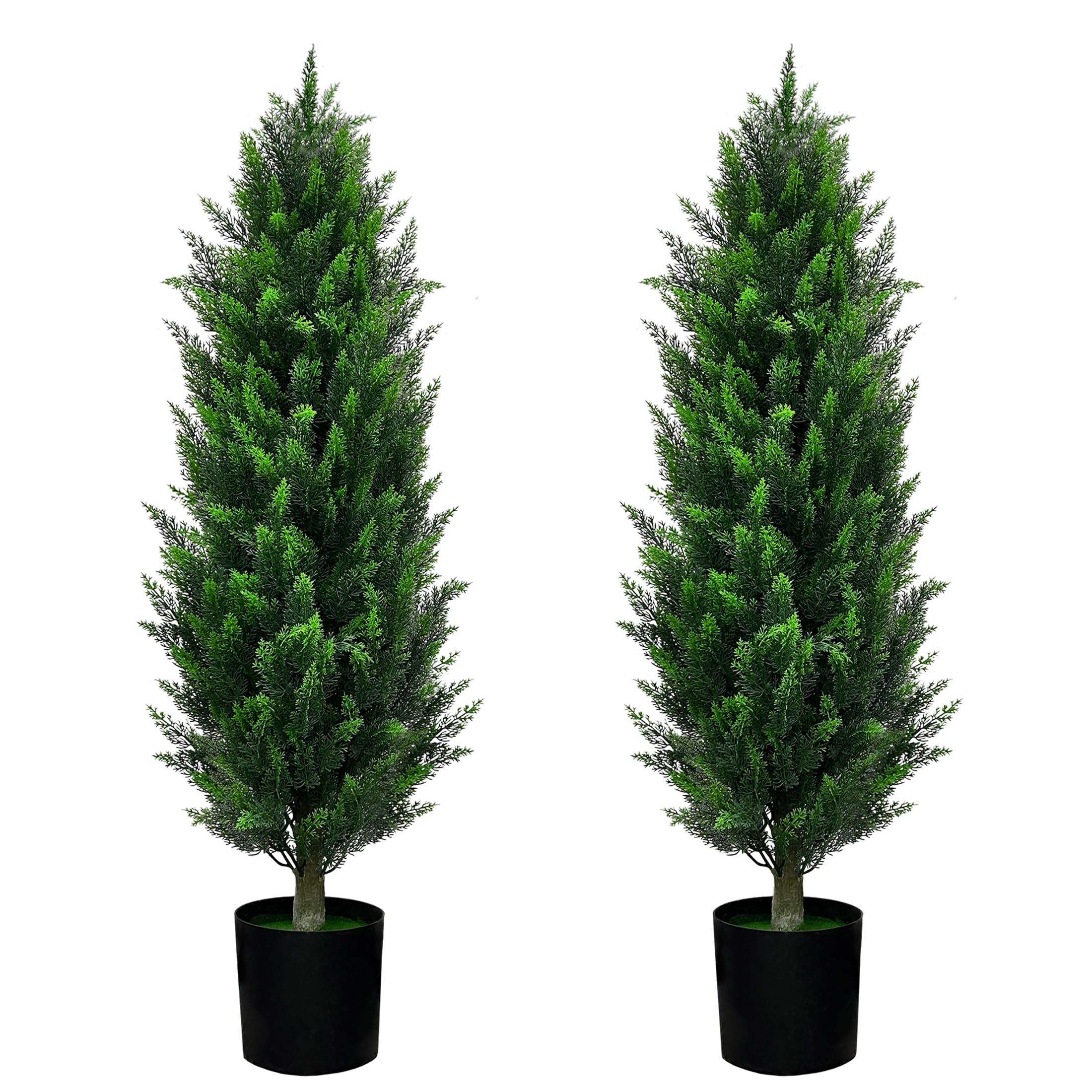 Photo 1 of DOPGIB Artificial Topiary Cedar Trees: 4.35 FT Tall?2 Set? UV-Anti Evergreen Faux Potted Pine Cypress for Outdoors Home Front Porch Decor