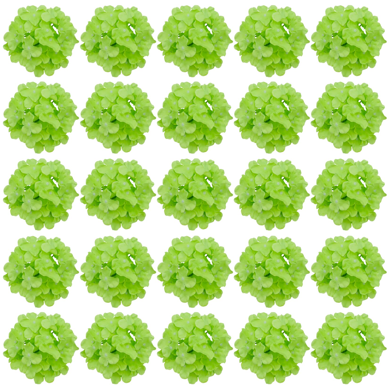 FagusHome 30 Pcs Silk Hydrangea Heads Artificial Flowers Heads and Stems Fake Hydrangea Flowers for Home Wedding Decor (Green) — image 1